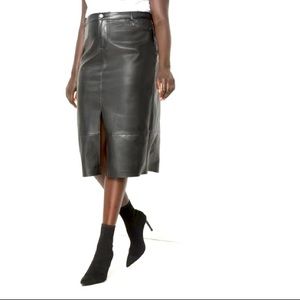 ELOQUII Faux Leather Midi Skirt